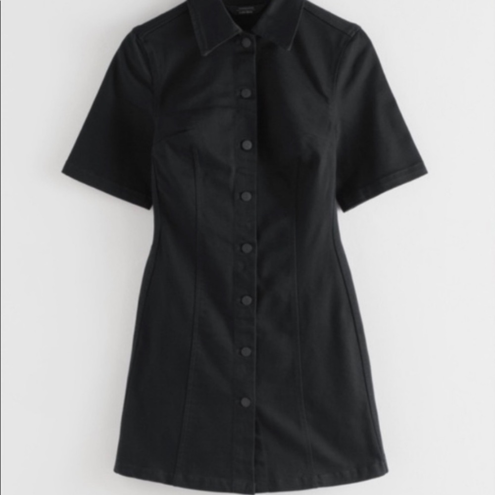 & other Stories Structured Black Denim Dress NWOT